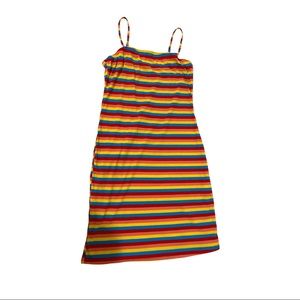SHEIN Rainbow Striped Rib-Knit Dress